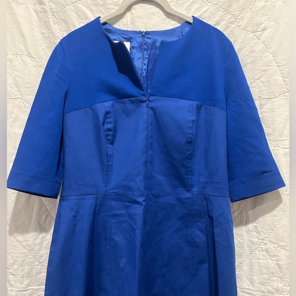 Akris Punto Baumwolle-Cotton Blue Dress w/ Zip Front A-Line Pleats Sz10Authentic - Picture 3 of 13